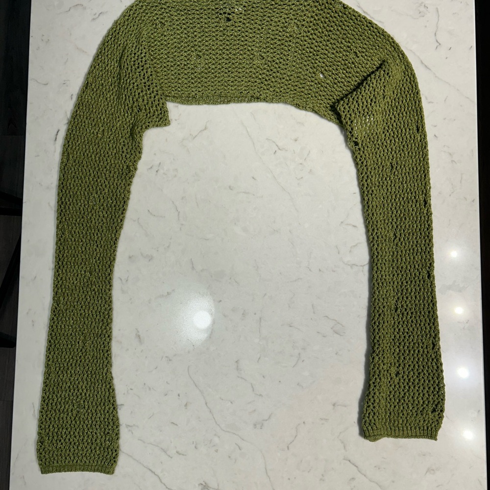 Fashion Nova Olive Knit Shrug – Long Sleeve Cropped Layer Top